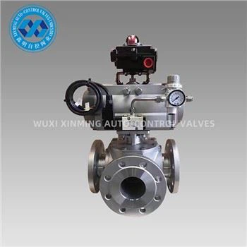 Pneumatic Actuator Three Way Stainless Steel Ball Valve